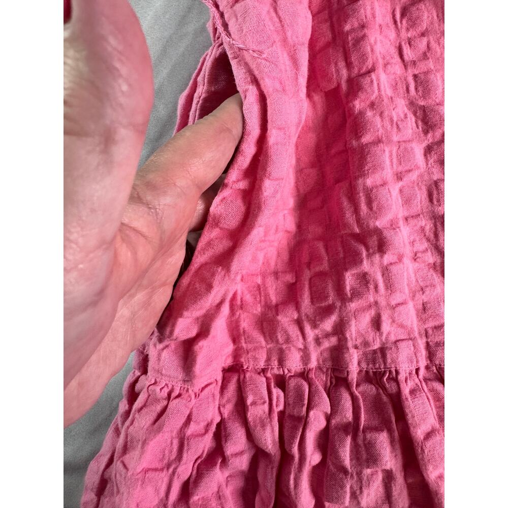 Lauren Ralph Lauren Pink Textured Cotton Shirt Dress Size 16 Pockets Maxi Plus - Picture 5 of 7